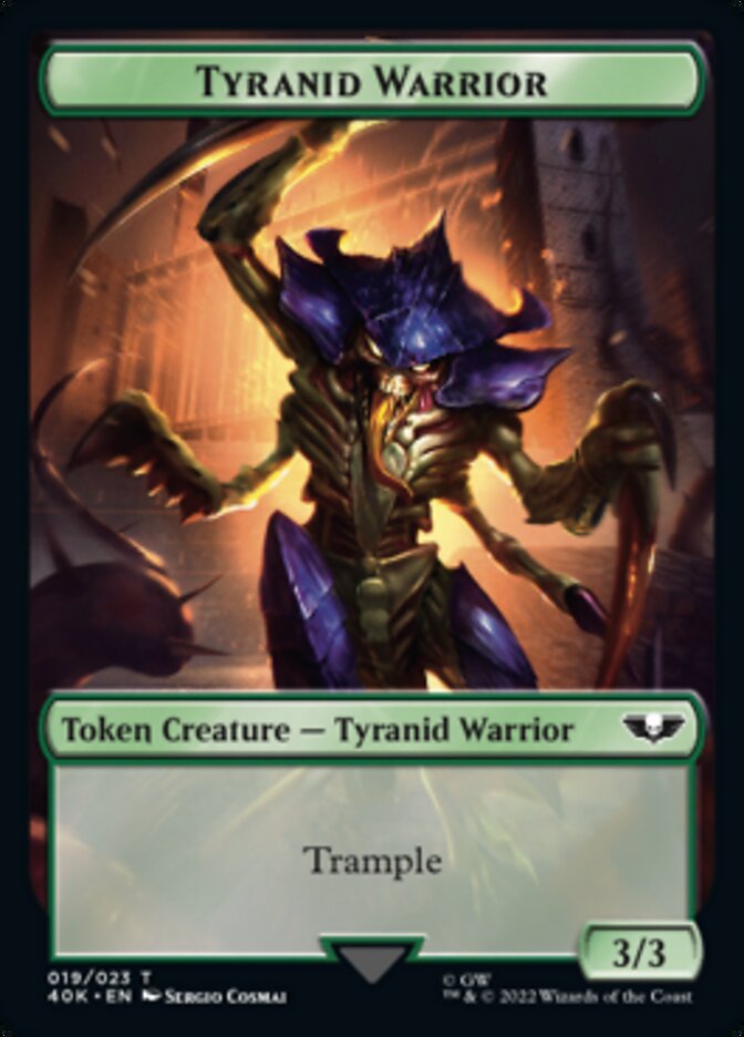 {T} Tyranid (017) // Tyranid Warrior Double-sided Token (Surge Foil) [Universes Beyond: Warhammer 40,000 Tokens][SFO T40K 019]