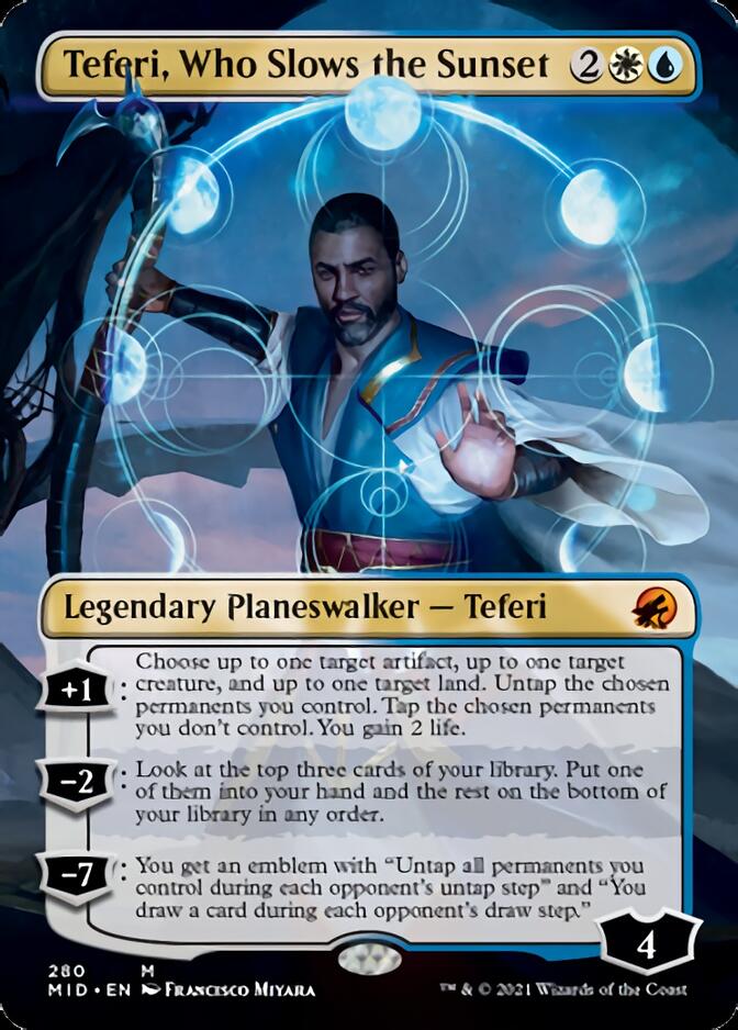 {R} Teferi, Who Slows the Sunset (Borderless) [Innistrad: Midnight Hunt][MID 280]