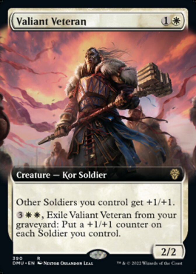 {@R} Valiant Veteran (Extended Art) [Dominaria United][DMU 390]