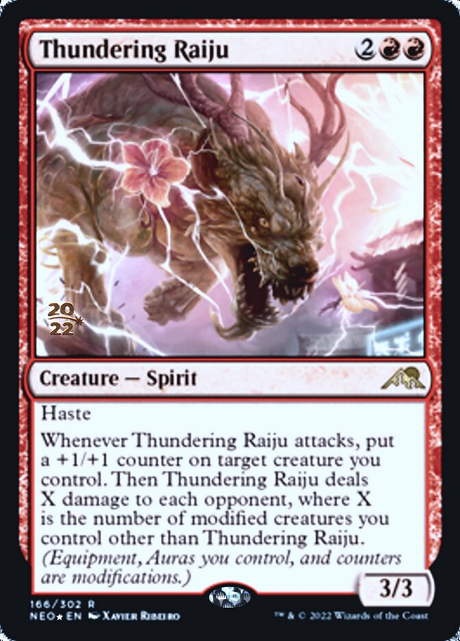 {R} Thundering Raiju [Kamigawa: Neon Dynasty Prerelease Promos][PR NEO 166]