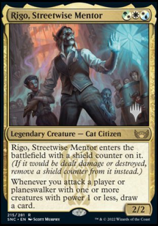 {R} Rigo, Streetwise Mentor (Promo Pack) [Streets of New Capenna Promos][PP SNC 215]