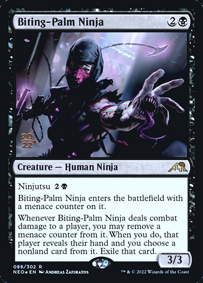 {R} Biting-Palm Ninja [Kamigawa: Neon Dynasty Prerelease Promos][PR NEO 088]