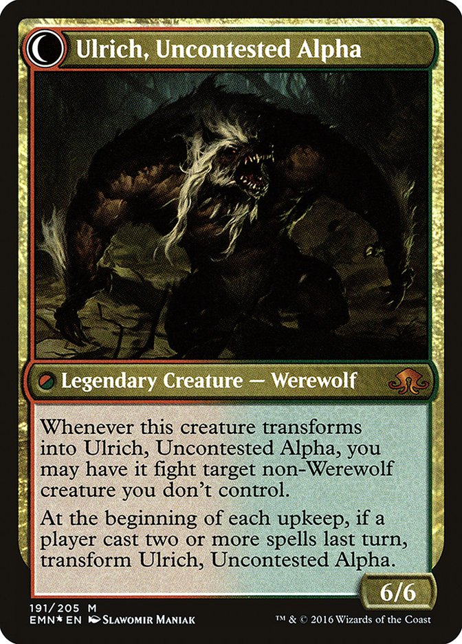 {R} Ulrich of the Krallenhorde // Ulrich, Uncontested Alpha [Eldritch Moon Prerelease Promos][PR EMN 191]