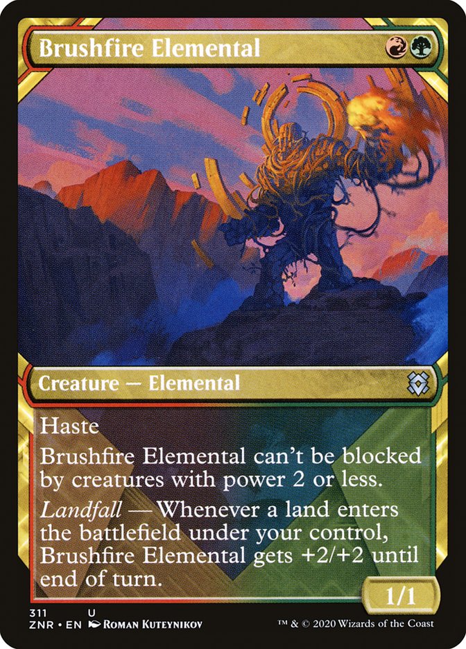 {C} Brushfire Elemental (Showcase) [Zendikar Rising][ZNR 311]