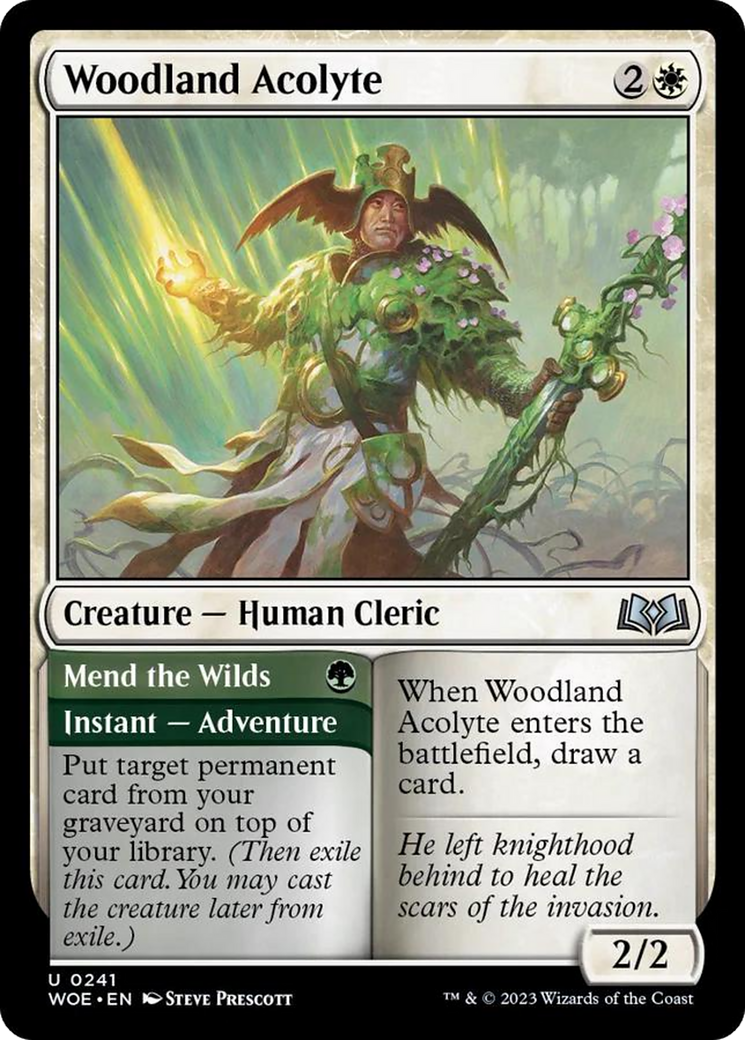 {@C} Woodland Acolyte // Mend the Wilds [Wilds of Eldraine][WOE 241]