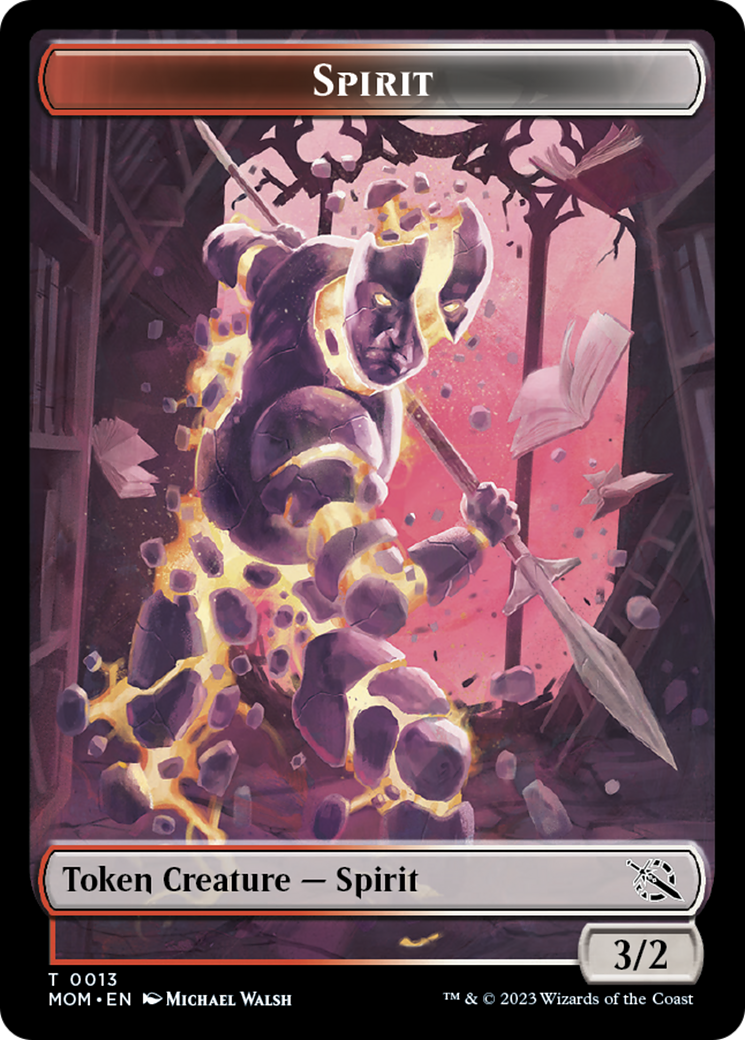 {T} Warrior // Spirit (13) Double-Sided Token [March of the Machine Tokens][TMOM 15//13]