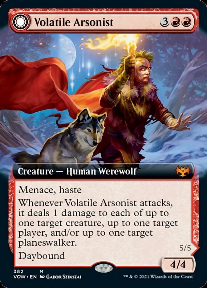 {R} Volatile Arsonist // Dire-Strain Anarchist (Extended Art) [Innistrad: Crimson Vow][VOW 382]