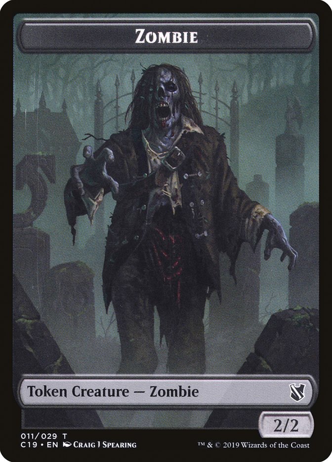 {T} Zombie (010) // Zombie (011) Double-sided Token [Commander 2019 Tokens][TC19 010]