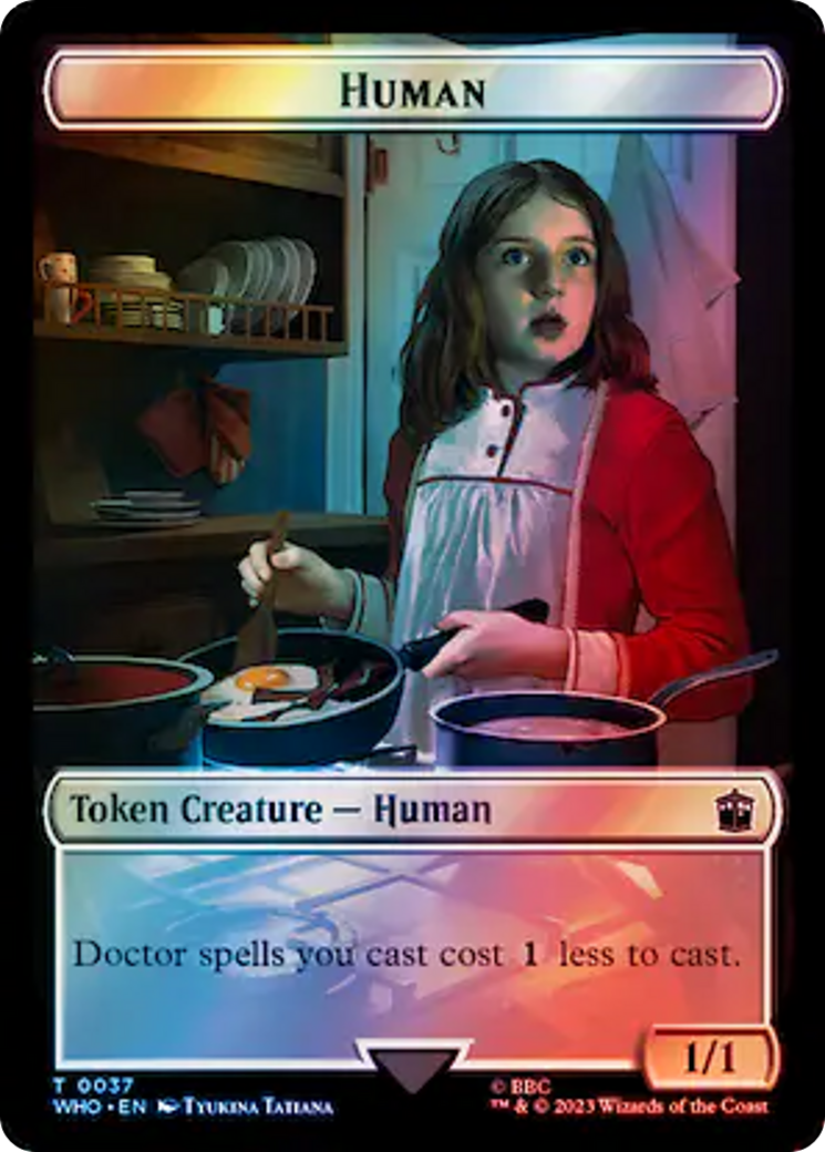 {T} Human (0037) // Food (0059) Double-Sided Token (Surge Foil) [Doctor Who Tokens][TWHO 37//59]