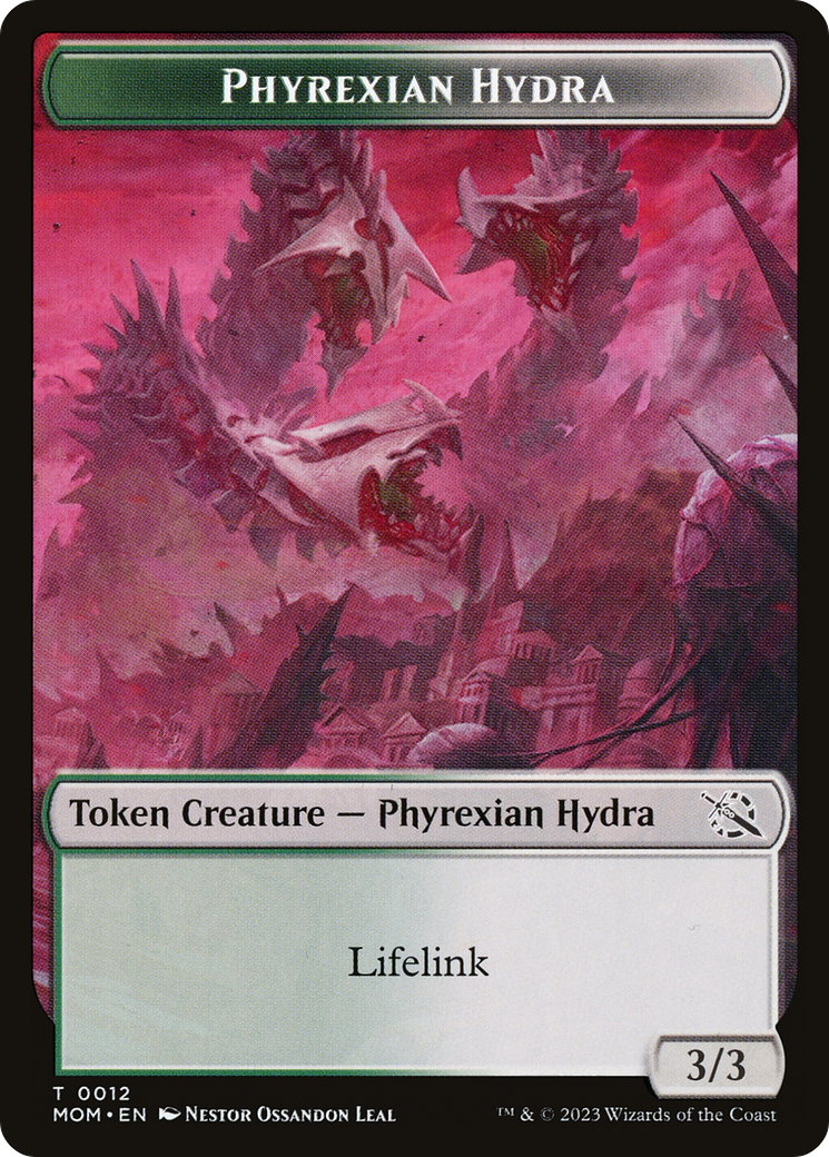 {T} Warrior // Phyrexian Hydra (0012) Double-Sided Token [March of the Machine Tokens][TMOM 15//12]