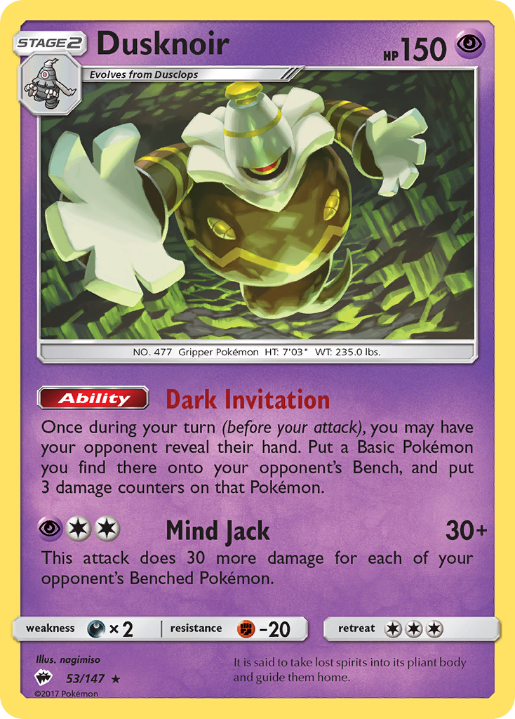 [PKM-R] Dusknoir (53/147) [Sun & Moon: Burning Shadows]