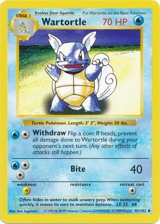 [PKM-C] Wartortle (42/102) [Base Set Shadowless Unlimited]