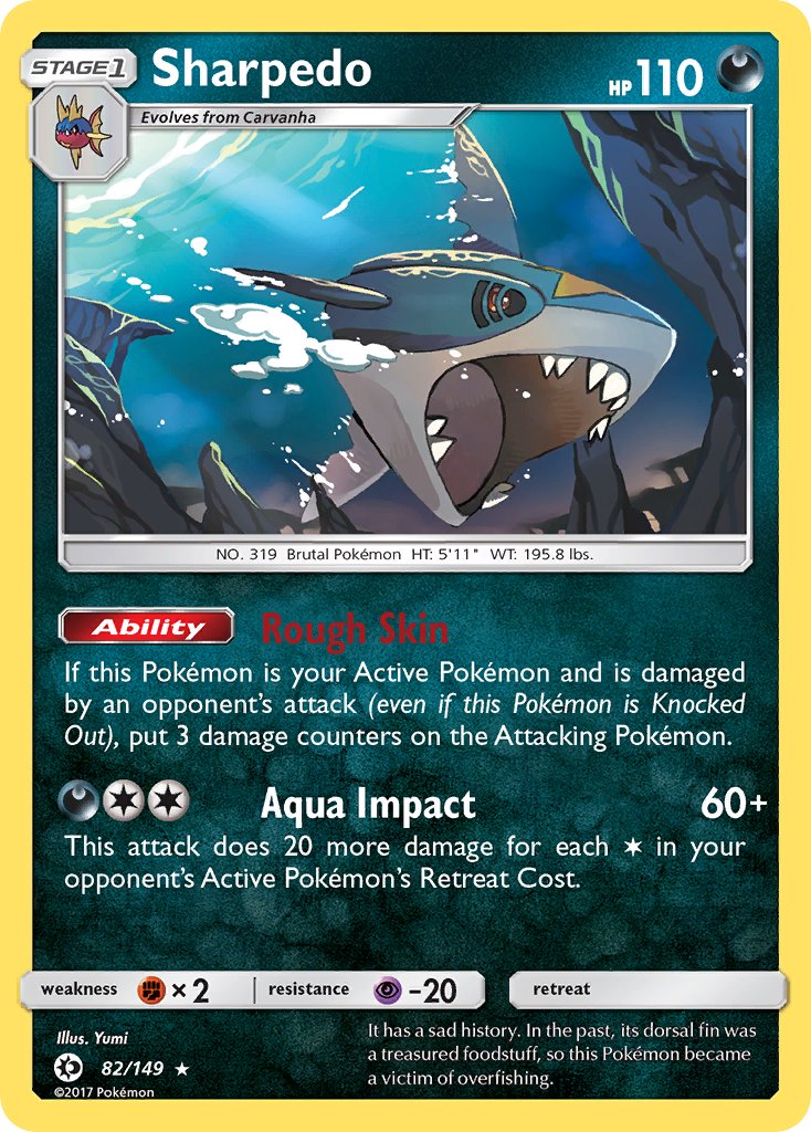 [PKM-R] Sharpedo (82/149) (Cosmos Holo) (Blister Exclusive) [Sun & Moon: Base Set]