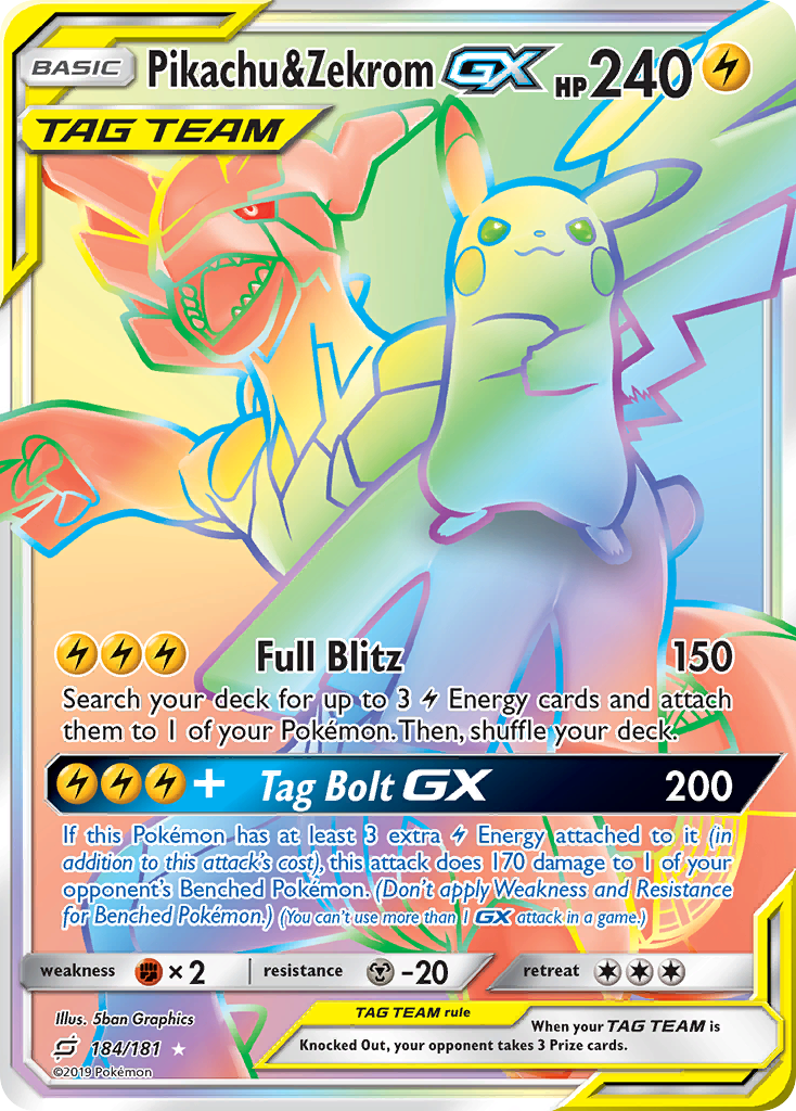 [PKM-R] Pikachu & Zekrom GX (184/181) [Sun & Moon: Team Up]