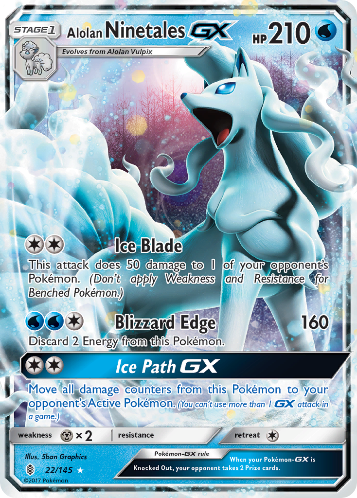 [PKM-R] Alolan Ninetales GX (22/145) [Sun & Moon: Guardians Rising]